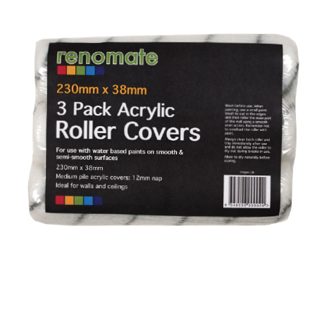 3pk Polyester Roller Covers 230mm x 38mm