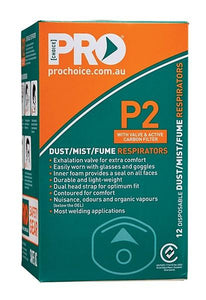 P2 Disposable Dust Mask with Valve & Carbon Filter (12pk)
